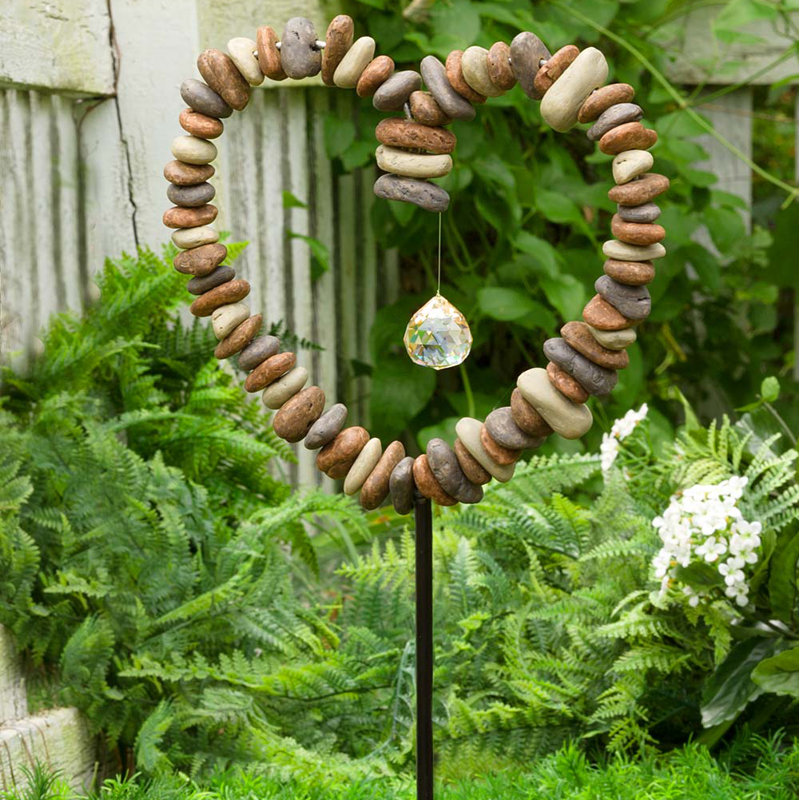Wind & Weather Rock Heart Decorative Garden Stake